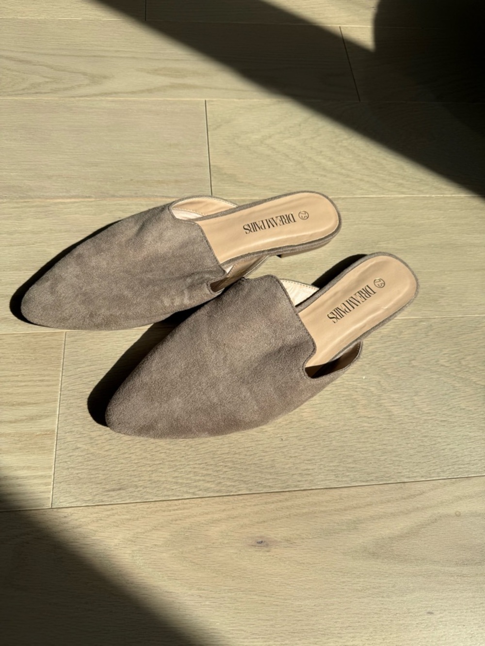 Dream Pairs Taupe Suede Slip-On Pointed Mules